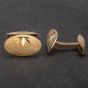Second Hand 9ct Yellow Gold Frosted Diamond Cut Oval Cufflinks 4119566
