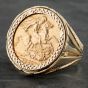 Second Hand 9ct Yellow Gold 1958 Full Sovereign Coin Ring 412001426BND