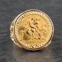 Second Hand 9ct Yellow Gold 1909 Half Sovereign Coin Ring 41201008BND