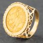 Second Hand 9ct Yellow Gold Half Sovereign 1914 Coin Ring 41201033BND