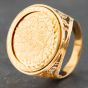 Second Hand 9ct Yellow Gold Full Sovereign 2022 Royal Arms QEII Coin Ring 41201037BND