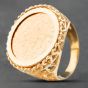 Second Hand 9ct Yellow Gold Full Sovereign 2022 Royal Arms QEII Coin Ring 41201040BND