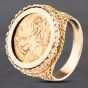 Second Hand 9ct Yellow Gold 1914 George V Half Sovereign Coin Ring 41201219BND
