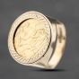 Second Hand 9ct Yellow Gold 1914 Half Sovereign Coin Ring 41201233