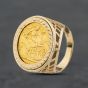 Second Hand 9ct Yellow Gold 1913 George V Half Sovereign Coin Ring 41201266BND