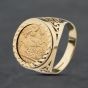 Second Hand 9ct Yellow Gold 1908 Edward VII Half Sovereign Coin Ring 41201267BND