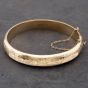 Second Hand 9ct Yellow Gold Engraved Standard Hinged Bangle 41211050