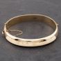 Second Hand 9ct Yellow Gold Foliate Engraved Standard Hinged Bangle 41211051