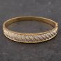 Second Hand 9ct Yellow Gold Diamond Pave Style Standard Hinged Bangle 41211114