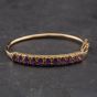 Second Hand Vintage 9ct Yellow Gold Amethyst 20cm Hinged Bangle 41211148