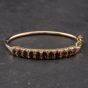 Second Hand Vintage 9ct Yellow Gold Garnet 20cm Hinged Bangle 41211149