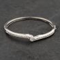 Second Hand 9ct White Gold 0.93ct Brilliant Cut Diamond Knot Channel Set Hinged Bangle 41211211