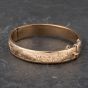 Second Hand Vintage 9ct Yellow Gold Half Engraved Standard Hinged Bangle 41211295