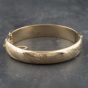 Second Hand Vintage 9ct Yellow Gold Wide Hand Engraved Standard Hinged Bangle 41211321