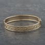 Second Hand 9ct Two Colour Gold Greek Key Design Standard Hinged Bangle 41211342