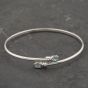 Second Hand 9ct White Gold Blue Topaz Flexible Cuff Bangle 41211387
