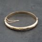 Second Hand 9ct Yellow Gold Half Engraved Hinged Bangle 41211388