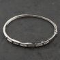 Second Hand 9ct White Gold 0.20ct Brilliant Cut Diamond Brick Patterned Hinged Bangle 41211402
