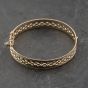 Second Hand 9ct Yellow Gold Celtic Pattern Hinged Bangle 41211416