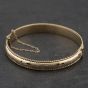 Second Hand Vintage 9ct Yellow Gold Hand Engraved Beaded Edge Small Hinged Bangle 41211429