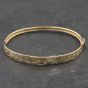 Second Hand 9ct Yellow Gold Half Engraved Hinged Bangle 41211442