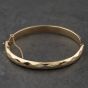 Second Hand 9ct Yellow Gold Facetted Hinged Bangle 41211461
