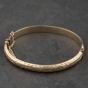 Second Hand Vintage 9ct Yellow Gold Half Engraved Hinged Bangle 41211464