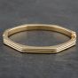 Second Hand 9ct Yellow Gold Cut Hexagonal Ribbed 20cm Hinged Bangle 4121260