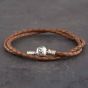 Second Hand Pandora Sterling Silver Moments Double Brown Leather 19cm Charm Bracelet 41221010
