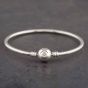 Second Hand Pandora Sterling Silver Moments Lion King Cubic Zirconia 19cm Engraved Bangle 41221034