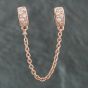 Second Hand Pandora Rose Gold Plated Silver Cubic Zirconia Pave Safety Chain Charm 41221156