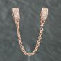 Second Hand Pandora Rose Gold Plated Silver Cubic Zirconia Pave Safety Chain Charm 41221157