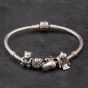 Second Hand Pandora Silver 4 Assorted Charms 7 Inch Snake Charm Bracelet 41221181