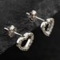 Second Hand Pandora Silver Cubic Zirconia Open Heart Stud Earrings 41221270