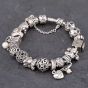 Second Hand Pandora Silver 19 Assorted Bead 19cm Snake Charm Bracelet 41221313