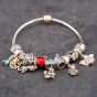 Second Hand Pandora Silver & Rose Gold Plated 12 Charms Included Medium Charm Bangle 41221355