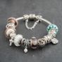 Second Hand Pandora Silver Multi Stone Pandora Assorted Glass Bead 8 Inch Charm Bracelet 41221380