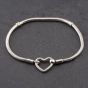 Second Hand Pandora Silver Moments Heart Clasp 8 Inch Snake Charm Bracelet 41221432