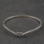 Second Hand Pandora Silver Cubic Zirconia Wishbone Heart Hinged Bangle 41221444