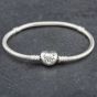 Second Hand Pandora Moments Heart & Snake Chain Charm Bracelet 590719 (18cm)