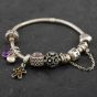 Second Hand Pandora Sterling Silver With Beads 19cm Snake Charm Bracelet 4122219