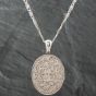 Second Hand Vintage Silver Large Oval Engraved Locket Pendant & 17 Inch Chain 41251058
