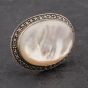 Second Hand Vintage Silver Marcasite & Mother Of Pearl Oval Brooch 41251215