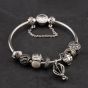 Second Hand Pandora Silver Multi Stone 9 Assorted Bead 19cm Plain Bangle 41251293