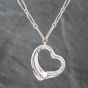 Second Hand Tiffany & Co. Silver Open Heart Pendant & 17 Inch Curb Chain 41251345