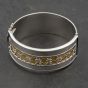 Second Hand Silver With Gold Textured Panel Wide Standard Hinged Bangle 41251523
