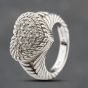 Second Hand Silver Cubic Zirconia Three Tier Pave Heart Cluster Ring 41251558