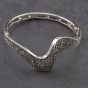 Second Hand Silver Marcasite Pave Wave Style Fancy Hinged Bangle 41251562