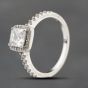 Second Hand Silver Cubic Zirconia Cushion Shaped Shoulder Set Cluster Ring 41251564