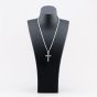 Second Hand Silver Cubic Zirconia Rubover Set Cross Pendant & 20 Inch Curb Chain 41251580